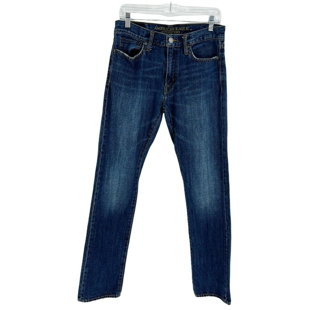 American Eagle Jeans Men's 30 X 32 Slim Straight Leg Blue Denim Casual C…